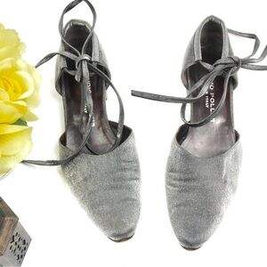 Studio Pollini Metallic Silver Lace-Up Ballet Flats Women’s Size 7 Made in Italy